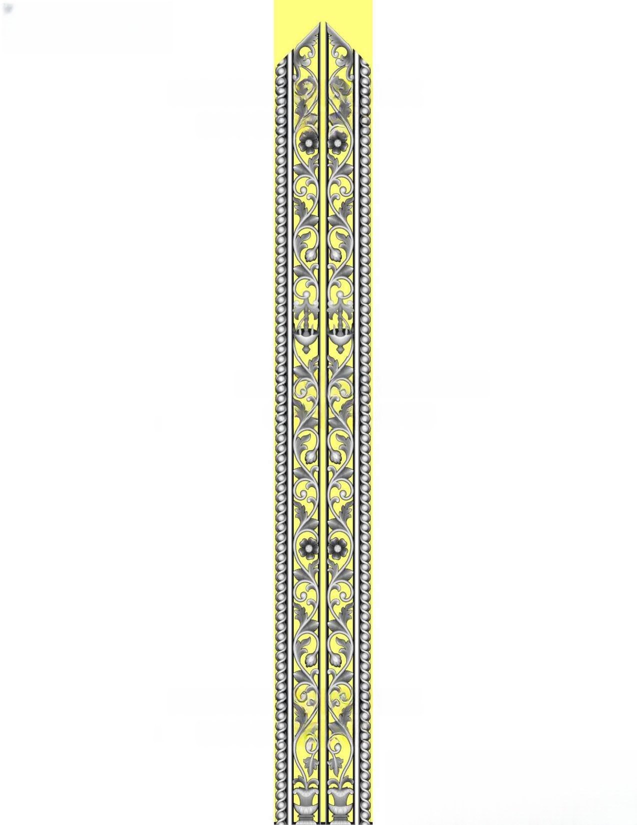 MD - MIX-24 Elegant Vertical Floral Filigree Border Carving Design